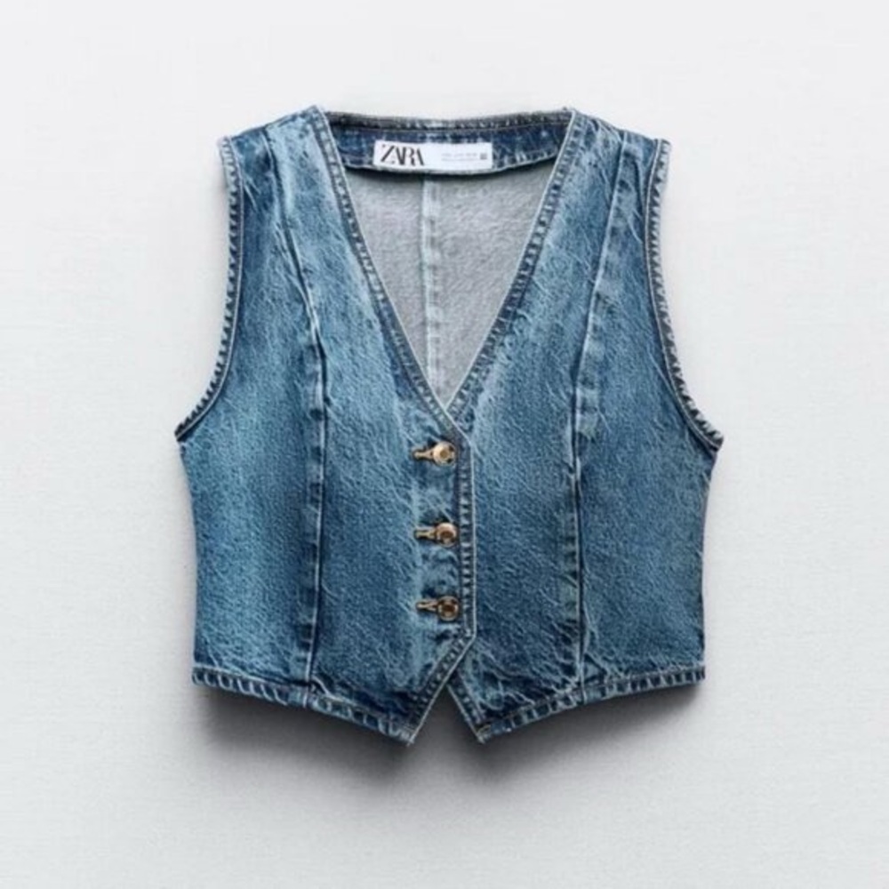 ZARA CROPPED DENIM VEST